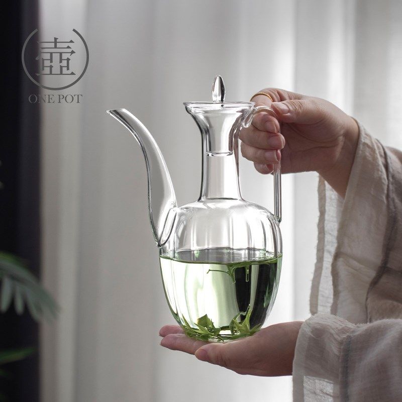 一壶 玻璃仿宋手执壶贵妃绿茶专用泡茶器耐热煮茶壶仿古水壶套装