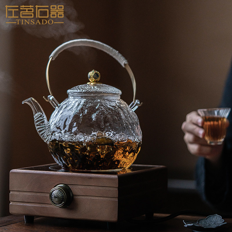 左茗右器大容量玻璃提梁壶电陶炉专用烧水壶泡茶壶单壶可明火加热