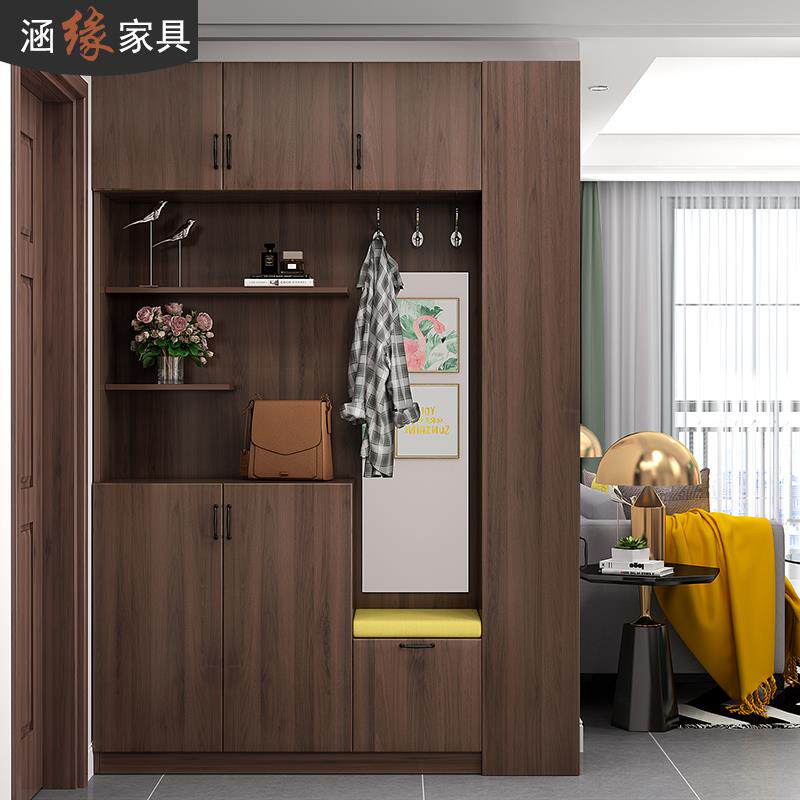 多功能家用门口鞋柜和挂衣柜一体带坐凳门厅柜玄关柜定制7N-021