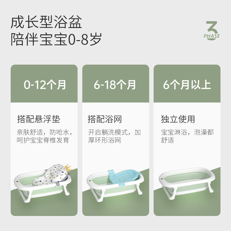 婴儿洗澡盆儿童可折叠浴盆家用大号宝宝坐躺沐浴盆小孩感温泡澡桶