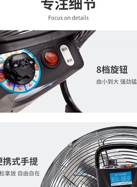 趴地扇工业扇工地用座地式矮机械大角度电扇金属坐地三档电风扇
