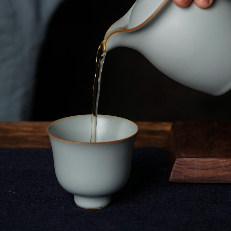 汝窑主人杯单杯手工茶碗大号景德镇品茗杯陶瓷茶杯开片可养压手杯
