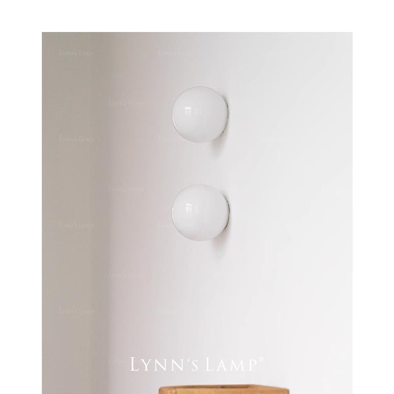 Lynns立意 奶油风圆球壁灯 床头卧室走廊阳台镜前灯包豪斯餐厅灯