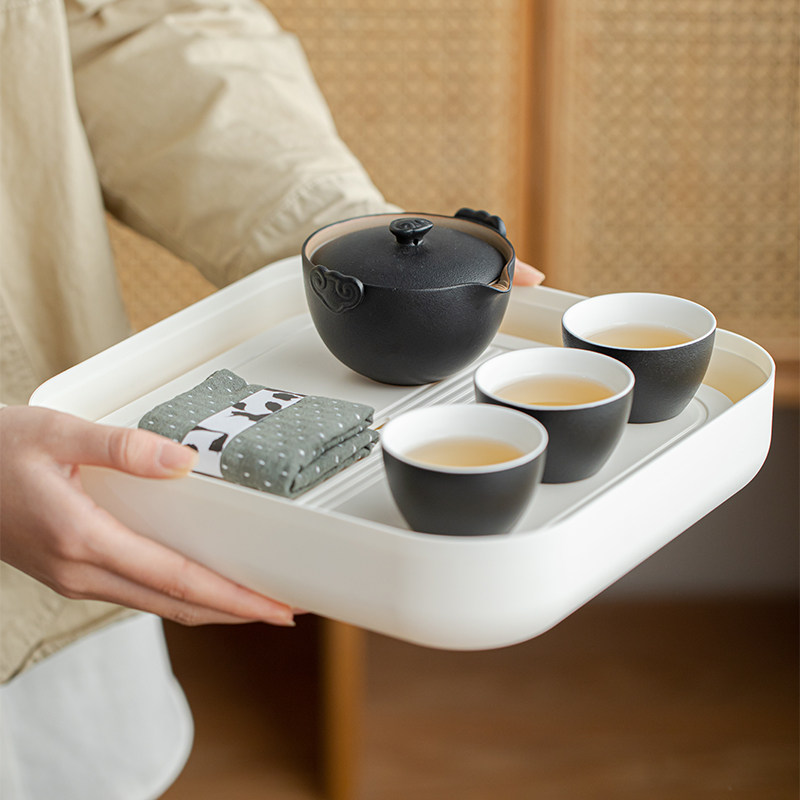 便捷式旅行茶具套装快客杯礼盒装陶瓷杯一壶三杯功夫茶具茶盘一体