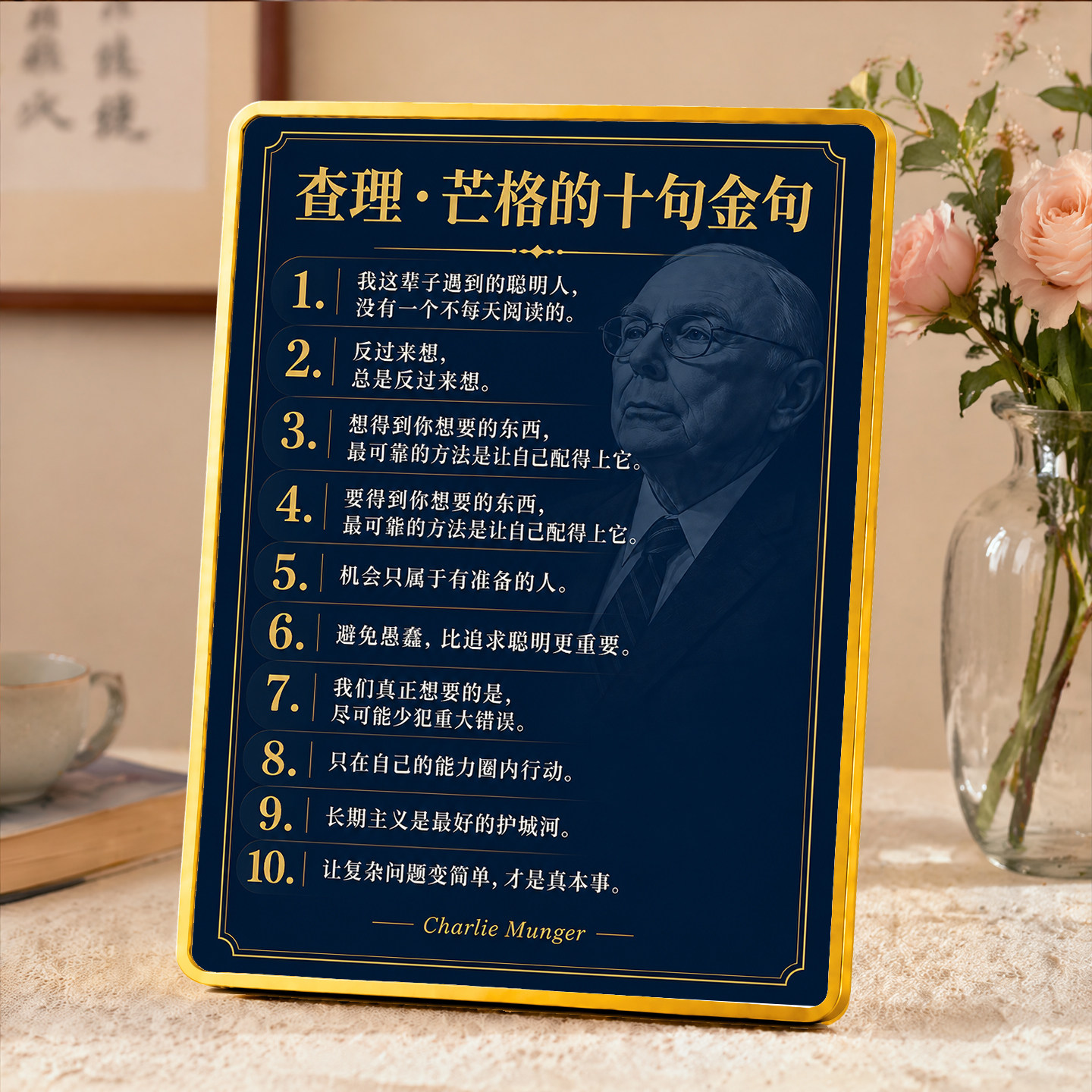 查理芒格励志金句摆件图片