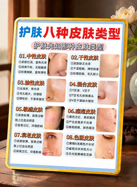 美容院创意护肤八种皮肤类型展示牌美业门店桌面装饰摆件