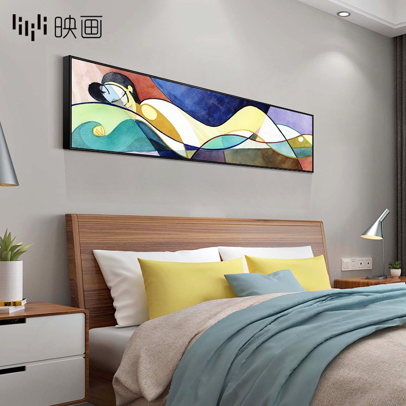 客厅沙发背景墙横幅挂画抽象线条人物画床头装饰画卧室背景墙壁画