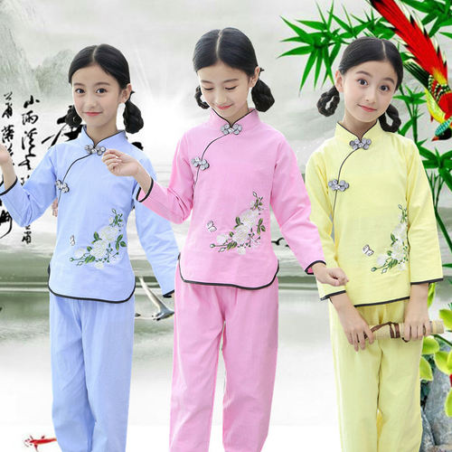 汉服女童中国风童装春夏款宝宝唐装小女孩古装裙超仙儿童套装民族