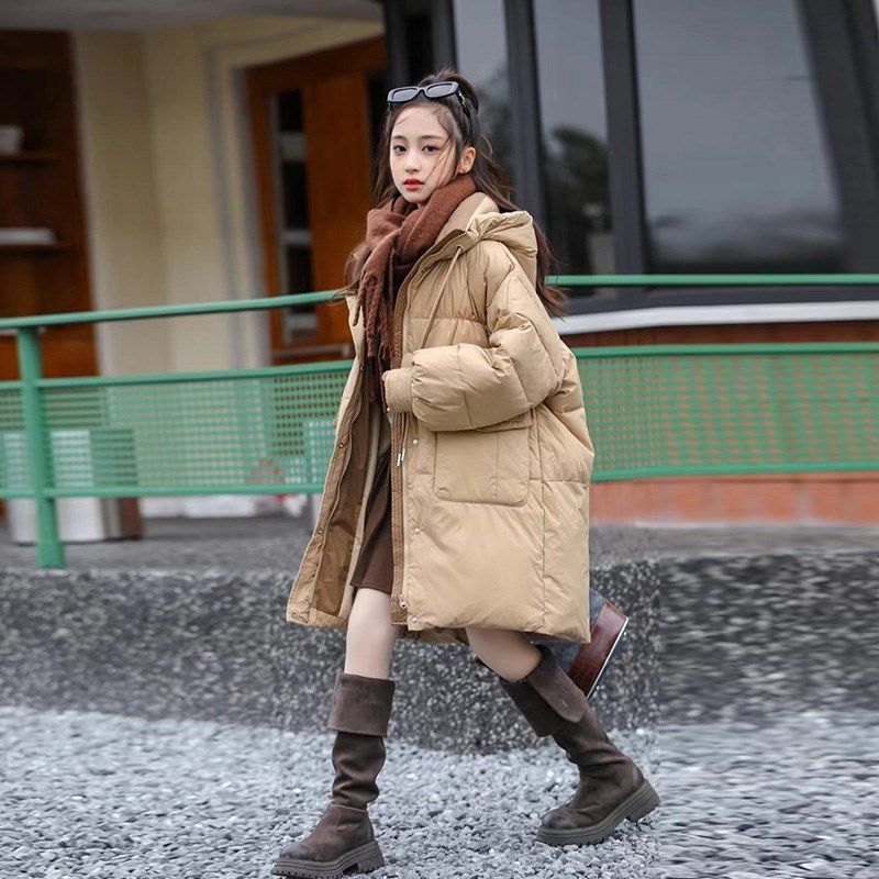 初中女生羽绒服冬季2025新款中学生女孩15岁儿童冬装大童加厚外套