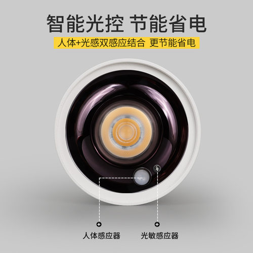 人体感应明装射灯led天花灯阳台走廊入户玄关光感应光控智能筒灯