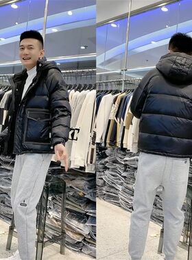 男款冬装保暖加厚黑色短款连帽羽绒棉棉服男大口袋冬季男士外套潮
