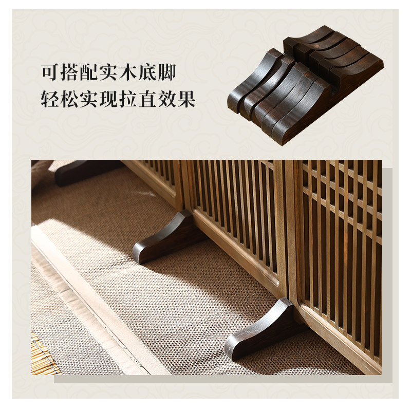 定制新中式实木屏风隔断折叠移动客厅遮挡茶楼做旧折屏复古格栅墙