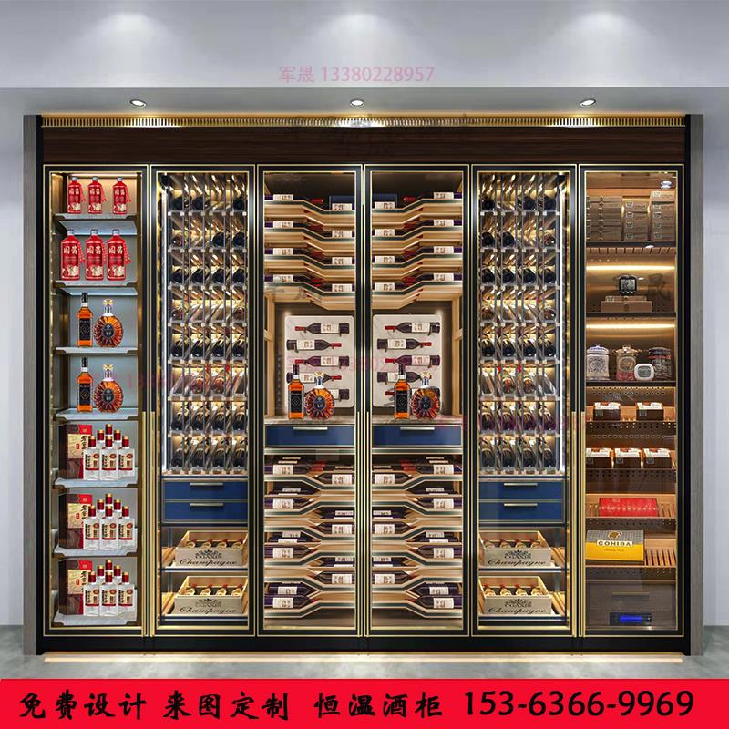 欧式不锈钢酒柜定制 家用恒温红酒展示柜 轻奢餐厅不锈钢酒窖