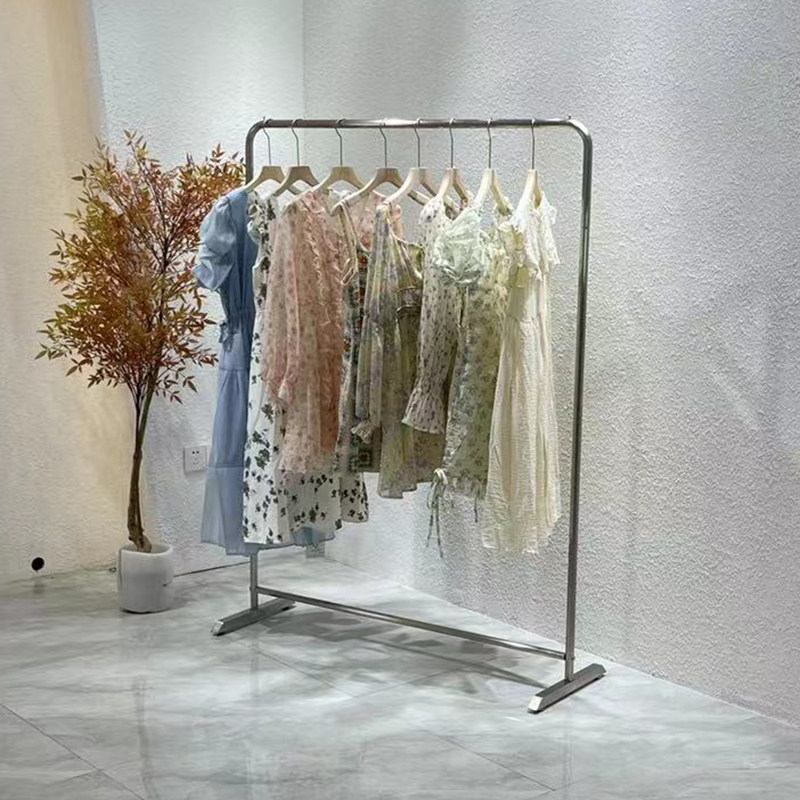 服装店展示架女装童装落地式陈列架网红中岛不锈钢拉丝挂衣架货架