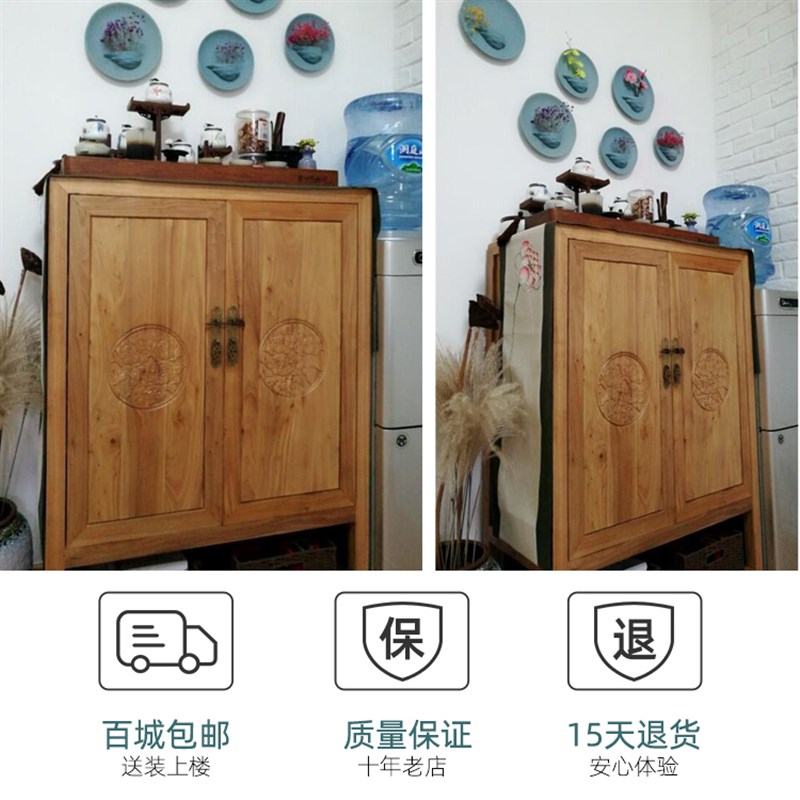 新中式榆木鞋柜明清仿古门厅玄关实木装饰柜鞋厨储物柜家具定做