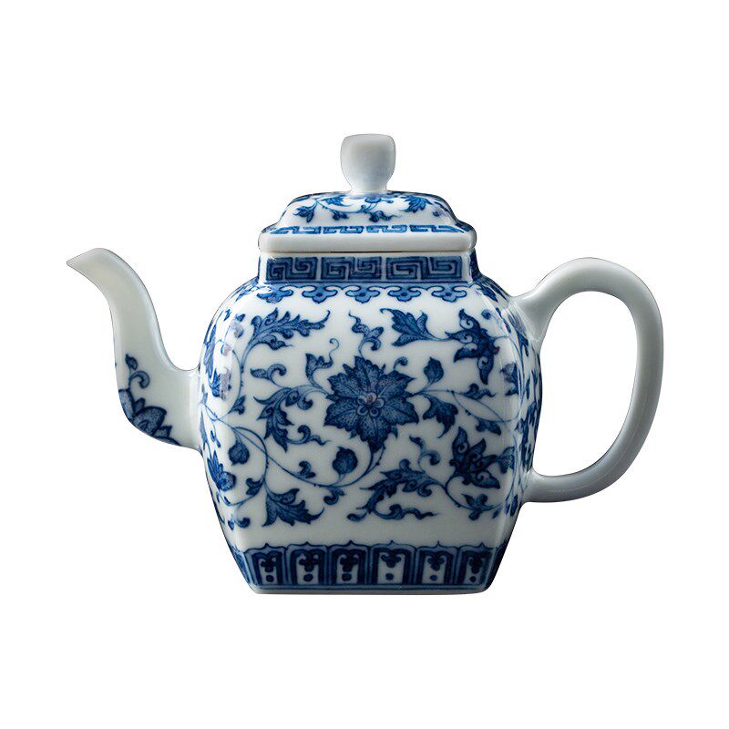钟家窑陶瓷茶壶柴窑青花手工手绘点工缠枝纹小号功夫泡茶壶小单壶