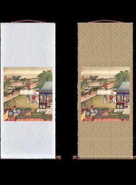 新中式装饰画冷枚十宫图山水画挂画客厅沙发玄关餐厅画国画名人画