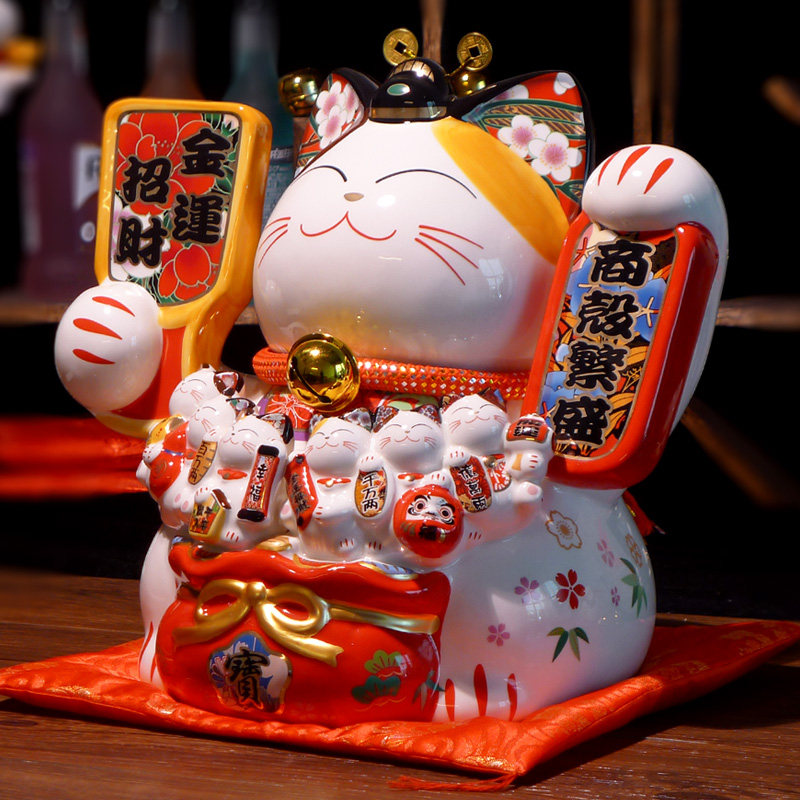 特大号招财猫摆件 店铺开业前台创意礼品 日式家居陶瓷存钱储蓄罐