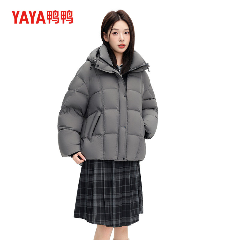 鸭鸭短款潮流工装羽绒服女连帽加厚保暖宽松外套2026新款时尚百搭