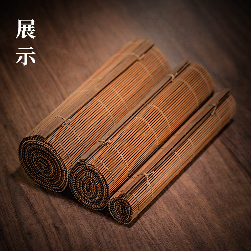 言和堂 细竹茶道茶席茶盘垫 竹制中式桌旗禅意复古竹席垫子茶具方