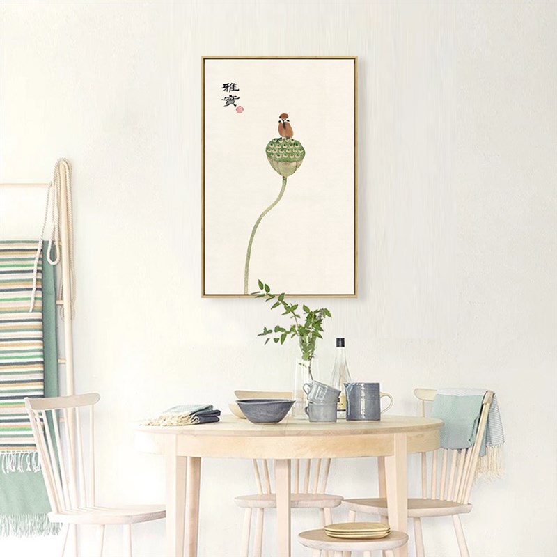 新中式禅意装饰画荷花莲子挂画客厅背景壁画茶室玄关壁饰禅意挂件