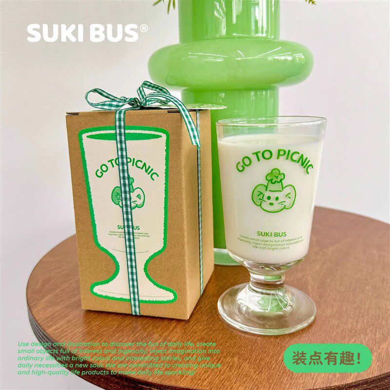 SUKIBUS装点有趣可爱礼物牛奶杯咖啡杯送礼个性高脚玻璃杯甜品杯