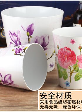 圆形桌面垃圾桶家用客厅密胺卧室冰桶卫生间大号厨房创意无盖塑料