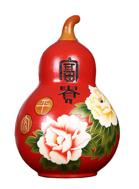 创意葫芦招财客厅新年装饰品摆件喜庆中国红博古架玄关酒柜小摆设