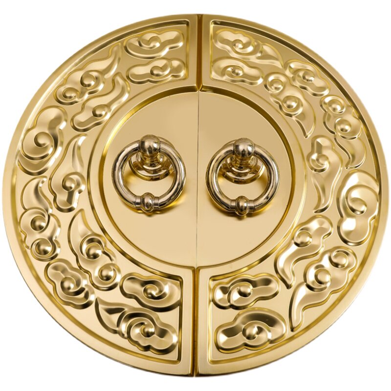 中式仿古大门纯铜拉手铜把手老式别墅庭院木门门环圆形双门铜配件