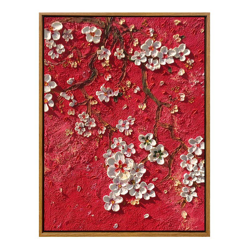 梅花卉石英砂立体丙烯肌理画画diy材料全套手工手绘纸浆填色油彩