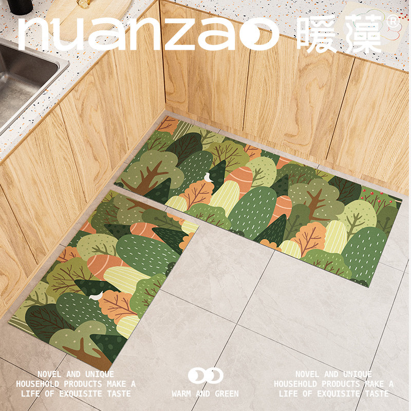 暖藻厨房地垫防滑防油可擦免洗软硅藻泥吸水垫专用长地毯2026新款