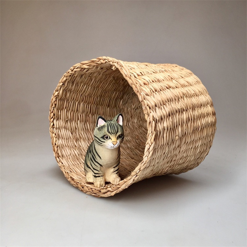 木制工艺猫纯手工雕刻可爱猫摆件可定制礼品家居装饰品创意客厅