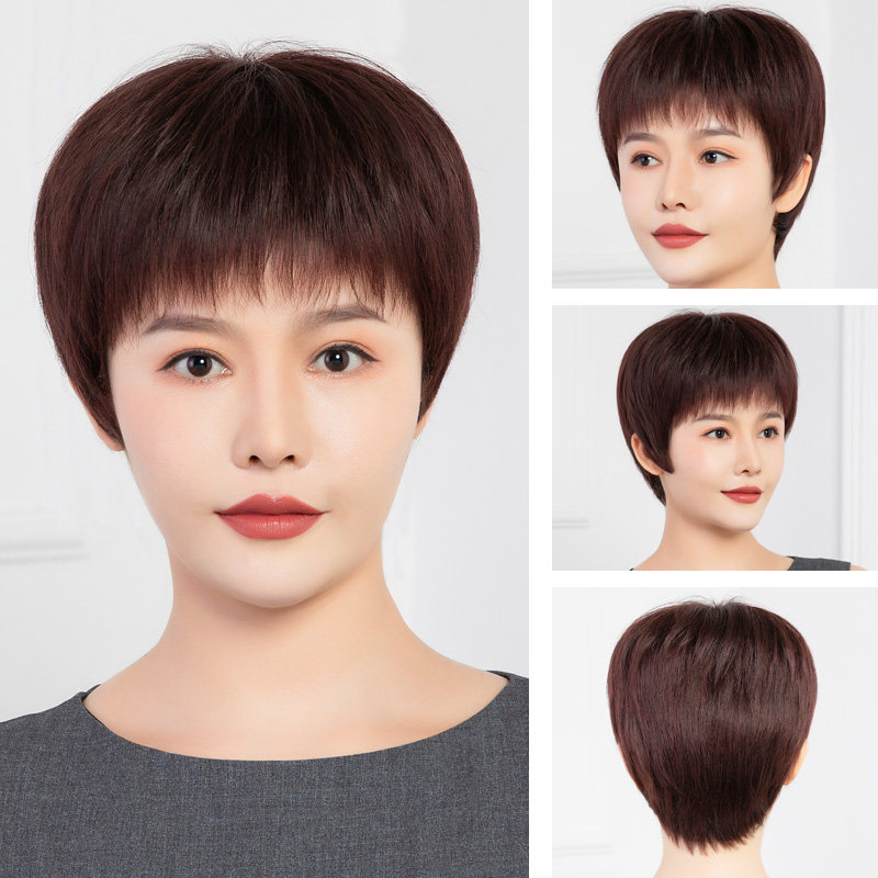 夏季逼真透气假发真发全真人发女士妈妈中老年新薄款直发自然发套