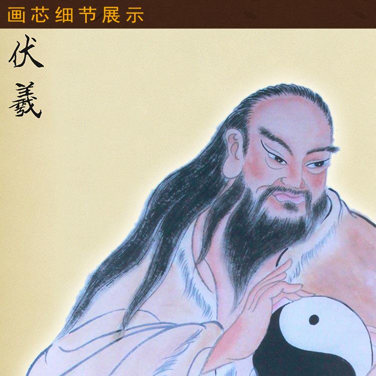 三皇五帝画像挂画 轩辕黄帝炎帝神农伏羲人物画卷轴画 复古装饰画