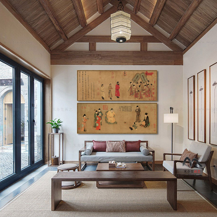 米亦堂x步辇图 新中式古代人物装饰画客厅茶室沙发背景墙玄关挂画