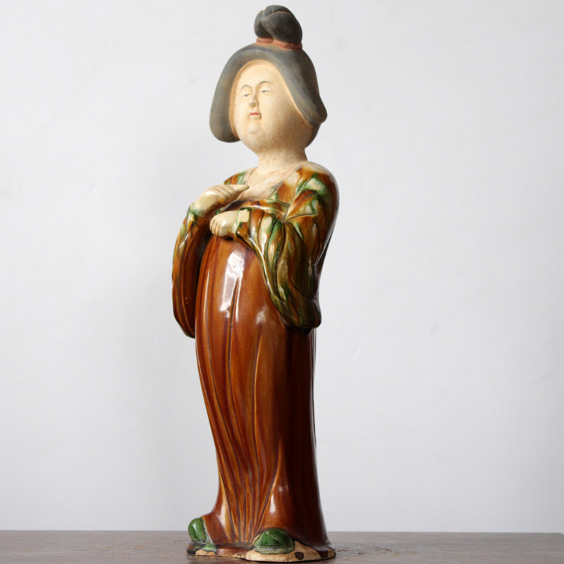 做旧仿古唐三彩女俑仕女乐俑胖妞肥婆陶俑摆件手工艺术品古玩收藏
