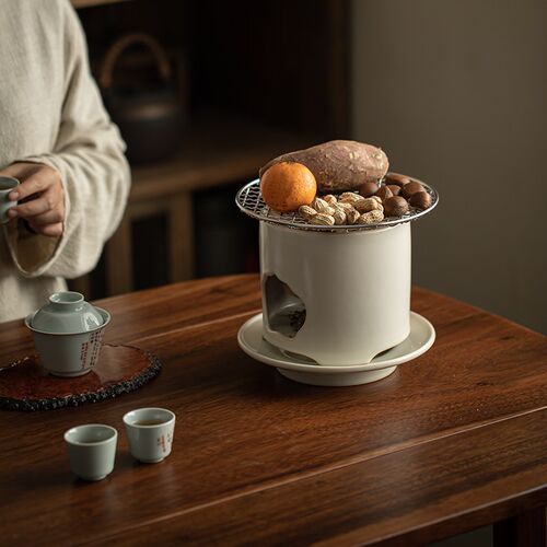 碳炉围炉煮茶套装家用庭院煮茶炉炭火烧烤茶炉温茶壶木炭酒精两用