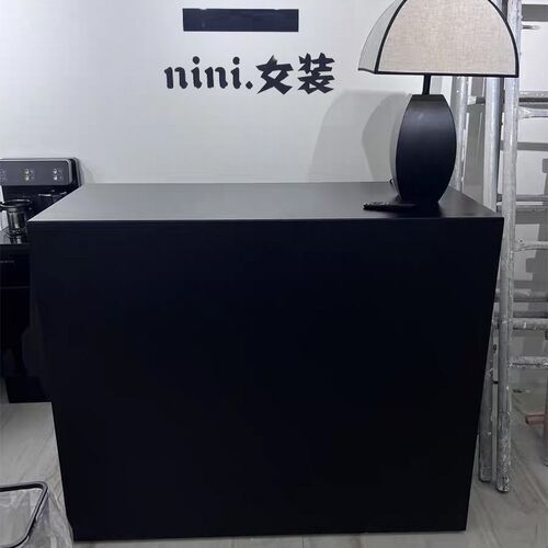 服装店烤漆收银台美容院公司小型接待台黑色前台美甲店铺简约吧台
