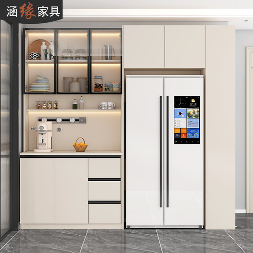 轻奢入户鞋柜冰箱柜一体靠墙餐边柜厨房置物架家用收纳橱柜7G212
