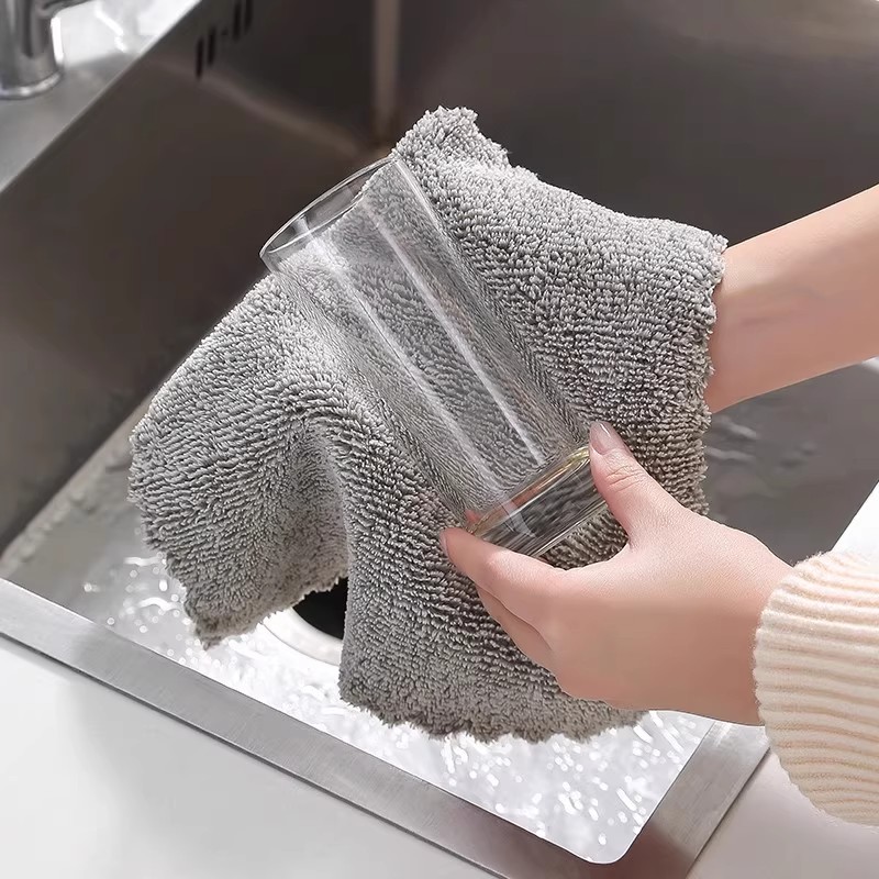 竹炭纤维家用洗碗巾不易粘油厨房专用清洁抹布加厚吸水百洁布