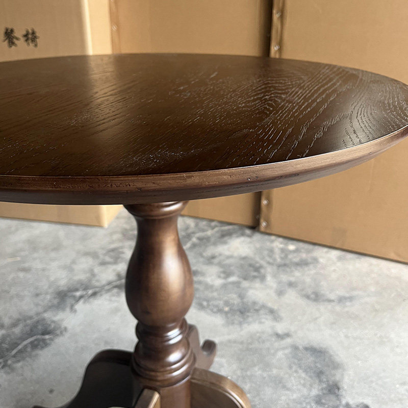 中古小茶几边几角几复古小餐桌实木做旧法式咖啡厅奶油风桌椅
