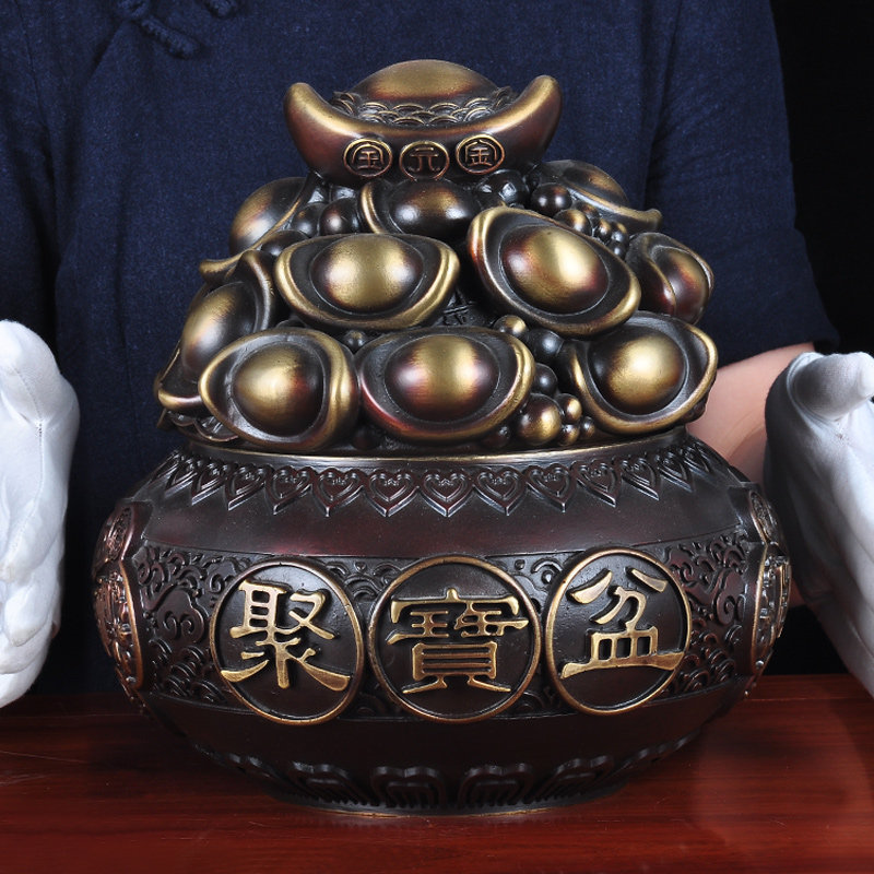 铜聚宝盆摆件黄铜招财大号存钱罐客厅玄关装饰品乔迁店铺开业礼品