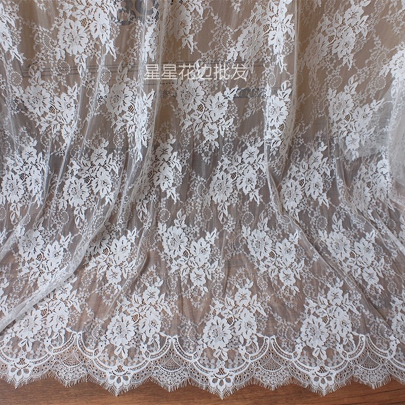3米出口厚版蕾丝布料面料 diy窗帘服装婚庆背景装饰材料睫毛花边