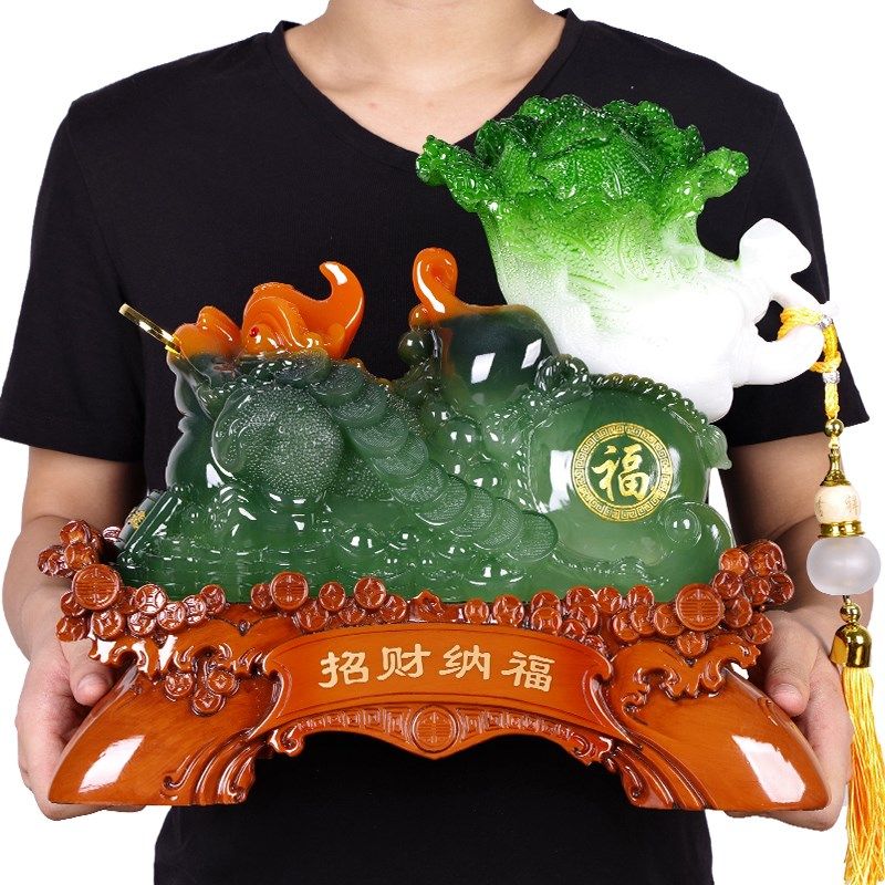 招财金蟾蜍玉白菜葫芦摆件 店铺乔迁开业送礼品前台收银台装饰品