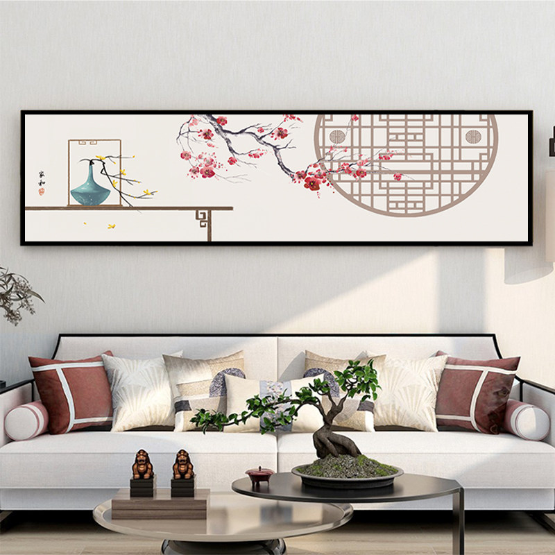 新中式卧室床头挂画中国风主卧花卉壁画客厅背景墙装饰画餐厅禅意