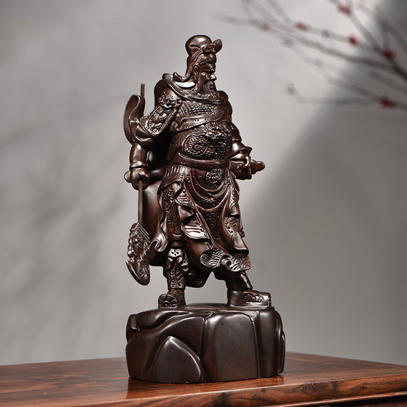 黑檀实木武财神关公像公司开业雕刻摆件大号家居客厅装饰工艺礼品