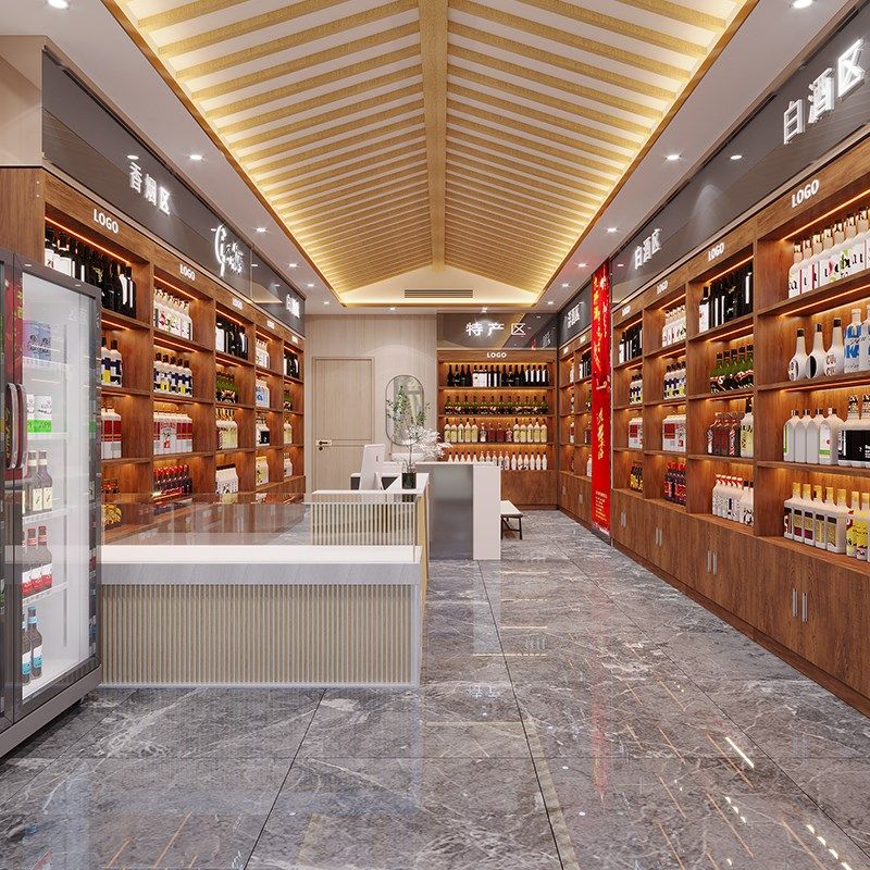 烟酒茶家具靠墙酒柜展示柜便利店零食展示架超市货架茶叶储藏柜子
