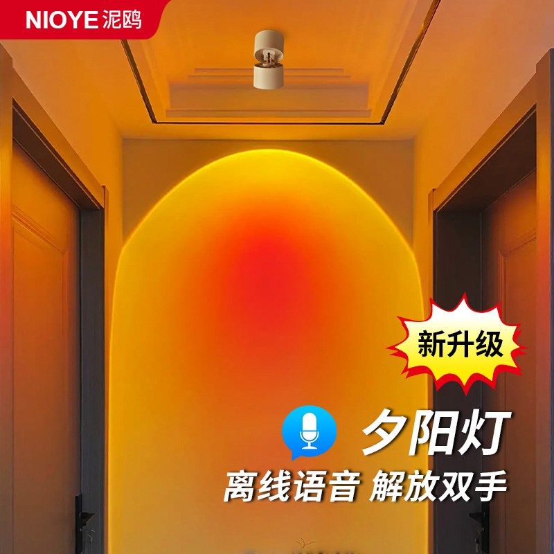 夕阳落日灯氛围灯智能语音玄关装饰画客厅过道网红明装日不落射灯