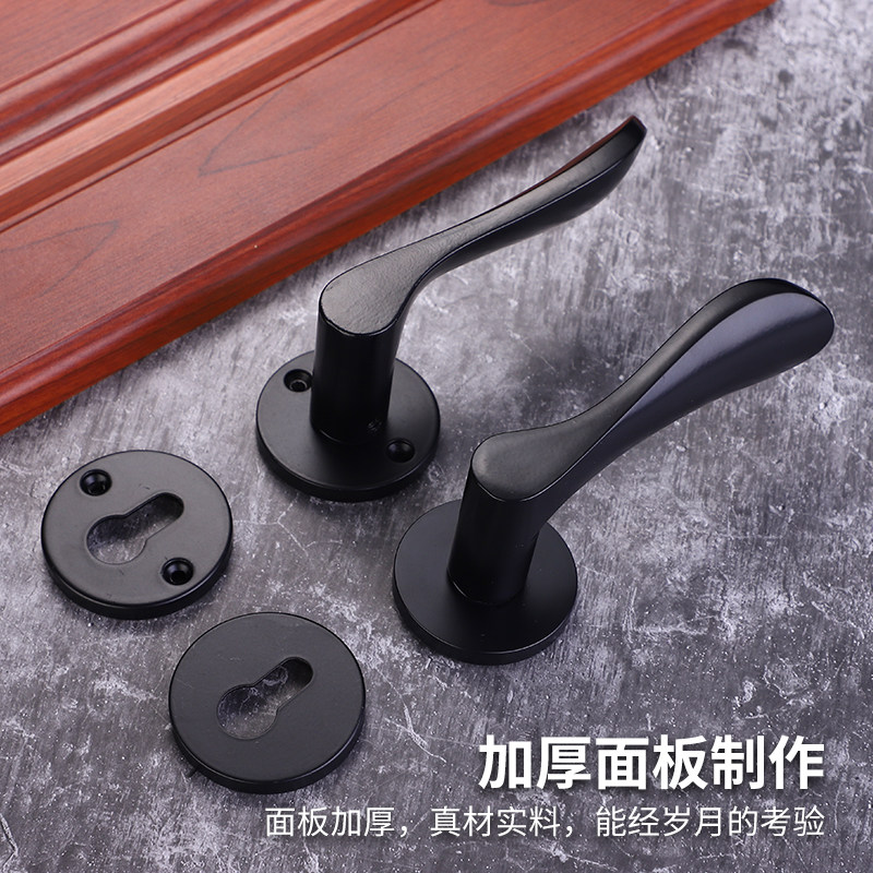 哑黑色门锁执手锁白门伴侣不太空铝合金房分体锁套装门锁意式极简