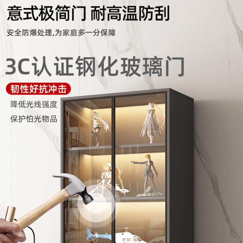 轻奢风玻璃门设计手办展示柜 可调书架雕像陈列柜 可订制展示架